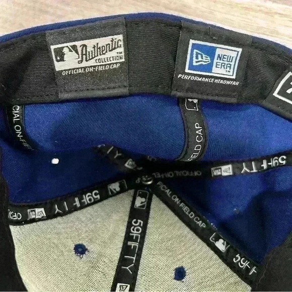 MLB Chicago Cubs New Era 59FIFTY Cool Base Fitted Game Hat Cap Blue Size 7 3/8” - Picture 7 of 10